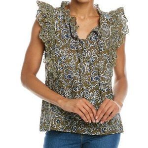 Jennifer and Grace Sleeveless Printed Eyelet Blouse.